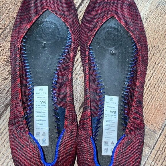 Rothys W8 crimson heather red gray slip on pointed toe ballet flats - Picture 5 of 13